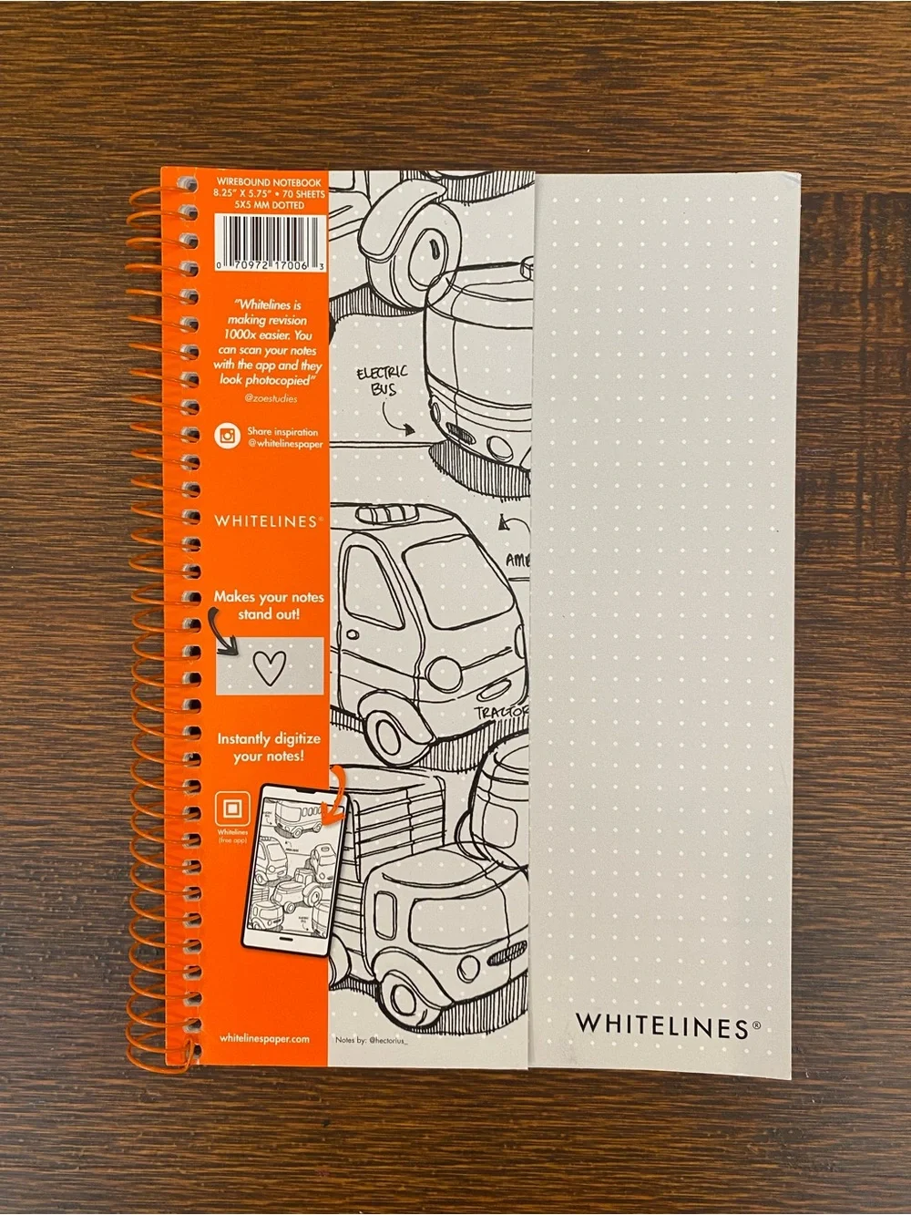 Whitelines Dotted Paper Spiral Notebook - 70 Pages